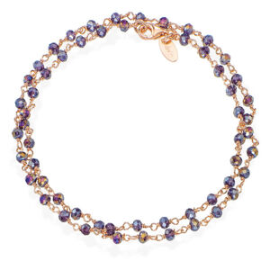 Amen Romance BRRVS34 dupla aranyozott karkötő lila színű kristályokkal