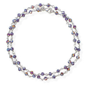 Amen Romance BRBVS34 dupla ezüstkarkötő lila színű kristályokkal