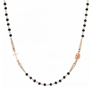 Amen Rosary CRORN3 időtálló aranyozott nyaklánc fekete kristályokkal