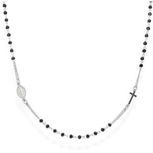 Amen Rosary CRO25BNZ3 időtálló ezüst nyaklánc fekete kristályokkal kirakva