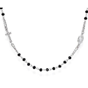 Amen Rosary CROBNZ3 időtálló ezüst nyaklánc fekete kristályokkal