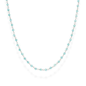 Amen RomanceCLBT ezüst nyaklánc világoszöld kristályokkal 90 cm