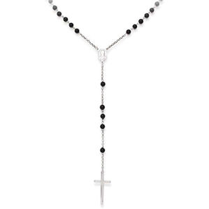 Amen Eredeti ezüst nyaklánc ónix kővel Rosary CROBON40