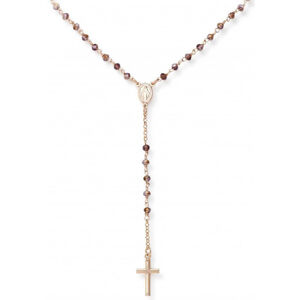 Amen Rózsaszín aranyozott ezüst nyaklánc Rosary CRORVI4 kristályokkal