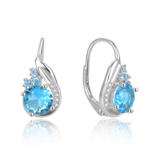 Beneto Gyönyörű ezüst fülbevaló kék cirkónium kővel AGUC2681-L.BLUE