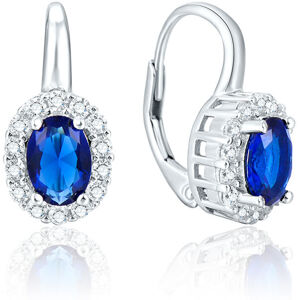 Beneto Ezüst fülbevaló kék kristályokkal AGUC1167