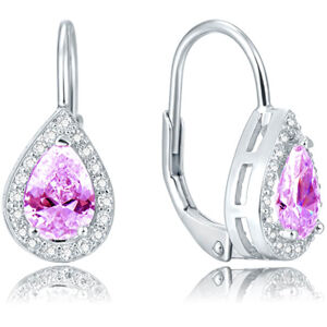 Beneto Ezüst fülbevaló rózsaszín kristályokkal AGUC1162