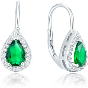 Beneto Ezüst fülbevaló zöld kristályokkal AGUC1161
