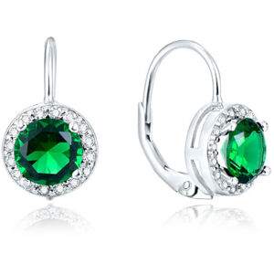 Beneto Ezüst fülbevaló zöld kristályokkal AGUC1157