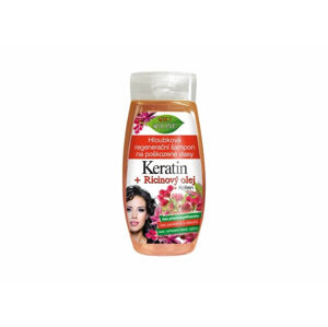 Bione Cosmetics Keratin + Ricinus olaj 260 ml mélyregeneráló sampon sérült hajra