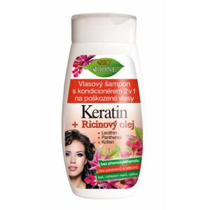 Bione Cosmetics Sampon kondicionálóval 2 az 1-ben sérült hajra  Keratin + Ricinový olej 260 ml
