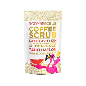 BODYBE Kávés bőrradír csillogó hatással Tahiti Meloun (Coffee Scrub Shimmer Gold) 100 g