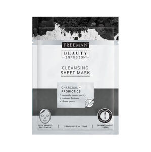 Freeman Tisztító kendő maszk aktív szén és probiotikumok Beauty Infusion (Sheet arctisztító maszk) 25 ml