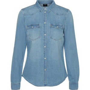 Vero Moda Női ing VMMARIA LS DNM SLIM SHIRT MIX GA NOOS CI Light Blue Denim BIRCH STITCH XL