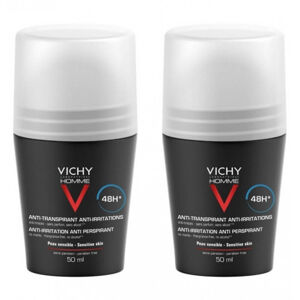 Vichy Dezodor érzékeny bőrre Homme 48H Deo roll-on (Anti-Transpirant Extra Sensitive) 2 x 50 ml