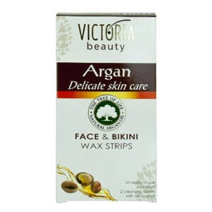 Victoria Beauty Szőrtelenítő viaszcsíkok argánolajjal arc- és bikinivonal területre  (Face & Bikini Wax Strips) 20 db
