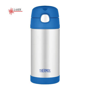 Thermos FUNtainer Baby termosz szíjjal - ezüst / kék 355 ml