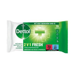 Dettol Fertőtlenítő törlőkendők 2 az 1-ben kézre és felületekre 15 db