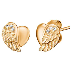 Engelsrufer Aranyozott szív ezüst fülbevaló angyal szárnyakkal és cirkónium kövekkel ERE-LILHW-STG
