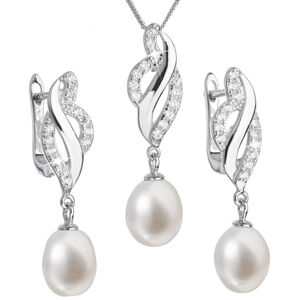 Evolution Group Luxus ezüst ékszerkészlet valódi gyöngyökkel Pavona 29021.1 (fülbevaló, lánc, medál)
