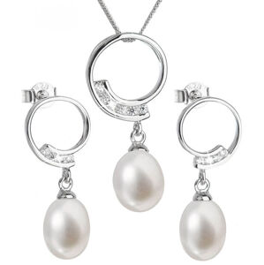 Evolution Group Luxus ezüst ékszerkészlet valódi gyöngyökkel  Pavona 29030.1 (fülbevaló, lánc, medál)