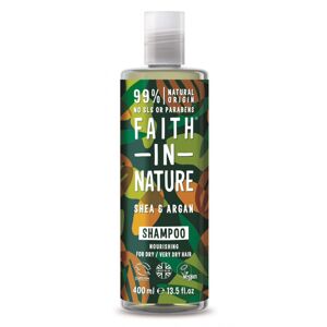Faith in Nature Tápláló sampon száraz és nagyon száraz hajra Argan és shea vaj  (Nourishing Shampoo) 400 ml