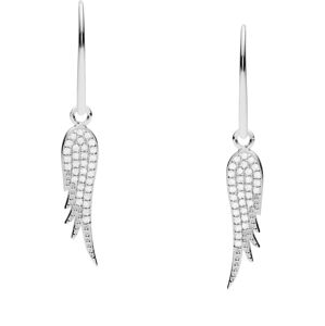 Fossil Gyengéd ezüst fülbevaló kristályokkal Angyal szárnyak JFS00533040