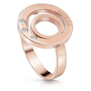 Guess Rózsaszín aranyozott kristály gyűrű UBR29008 56 mm