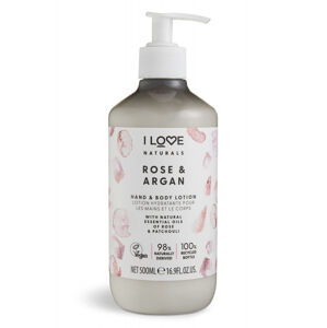 I Love Hidratáló kéz és testkrém Naturals Rose & Argan (Hand & Body Lotion) 500 ml