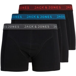 Jack&Jones 3 PACK - férfi boxeralsó JACWAISTBAND 12127816 Asphalt Hawaian ocean & Fiery red XXL
