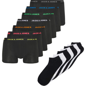 Jack&Jones 7 PACK - JACFLAX Black férfi boxer- és zokniszett XL