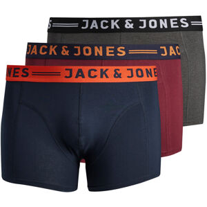 Jack&Jones PLUS 3 PACK -  férfi boxeralsó JACLICHFIELD 12147592 Burgundy 4XL