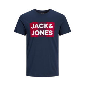 Jack&Jones PLUS Férfi póló  JJELOGO Regular Fit 12158505 Navy Blazer 6XL