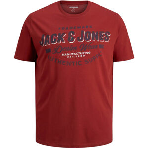 Jack&Jones PLUS Férfi póló  JJELOGO 12193090 Red Dahlia 5XL