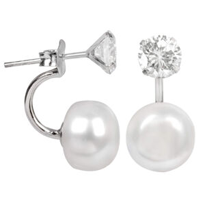 JwL Luxury Pearls Kristállyal és igazgyönggyel díszített dupla fülbevaló JL0059