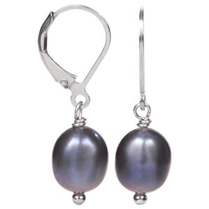 JwL Luxury Pearls Acélkék színű igazgyönggyel díszített ezüst fülbevaló  JL0147