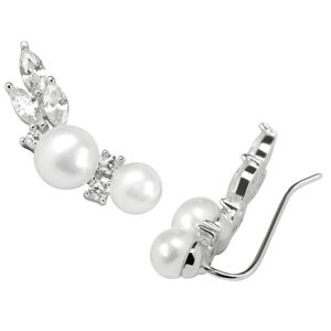 JwL Luxury Pearls Ezüst fülbevaló igazgyönggyel és kristállyal JL0300