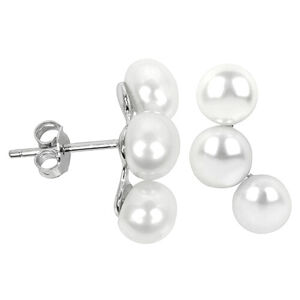 JwL Luxury Pearls Ezüst fülbevaló három igazgyönggyel JL0283