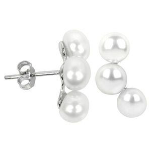 JwL Luxury Pearls Ezüst fülbevaló három igazgyönggyel JL0283