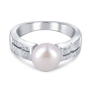 JwL Luxury Pearls Elegáns gyűrű valódi gyönggyel és cirkónium kővel JL0646 (lánc, medál) 57 mm