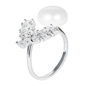 JwL Luxury Pearls Luxus ezüst gyűrű valódi gyöngy és JL0547 kristályokkal