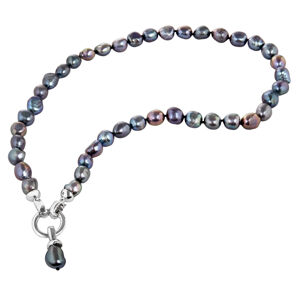JwL Luxury Pearls Valódi fémes kék gyöngyből készült nyaklánc JL0561