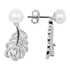 JwL Luxury Pearls Gyöngy gyöngy fülbevaló fehér jobb gyöngy és cirkóniák JL0536