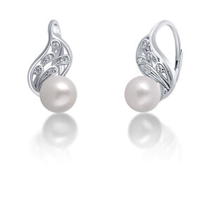 JwL Luxury Pearls Gyönyörű ezüst fülbevalók valódi fehér gyöngyből JL0706