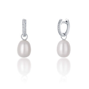 JwL Luxury Pearls Ezüst karika fülbevalók a  Kate hercegnő valódi gyöngy és cirkónium kövekkel 3 az 1- ben JL0685