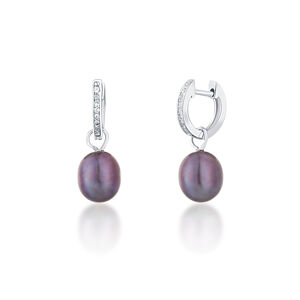 JwL Luxury Pearls Ezüst karika fülbevalók a  Kate hercegnő valódi gyöngy és cirkónium kövekkel 3 az 1- ben JL0733
