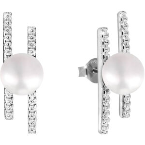 JwL Luxury Pearls Ezüst fülbevalók valódi gyöngyből és cirkonból JL0581