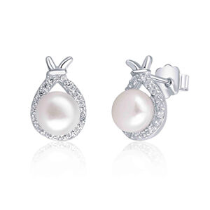 JwL Luxury Pearls Stílusos ezüst fülbevaló gyönggyel és cirkónium kővel JL0605