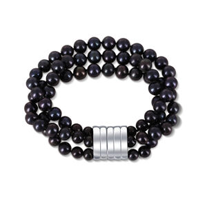 JwL Luxury Pearls Háromsoros karkötő valódi fekete gyöngyből JL0670