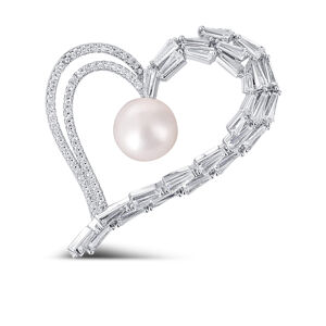 JwL Luxury Pearls Csillogó aszimmetrikus bross valódi gyönggyel és kristályokkal JL0696